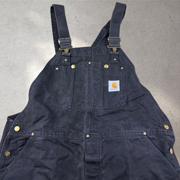 Carhartt Other - Vintage 90's Carhartt R01 BLK Black Duck Double Knee Bib Overalls Size 42x30